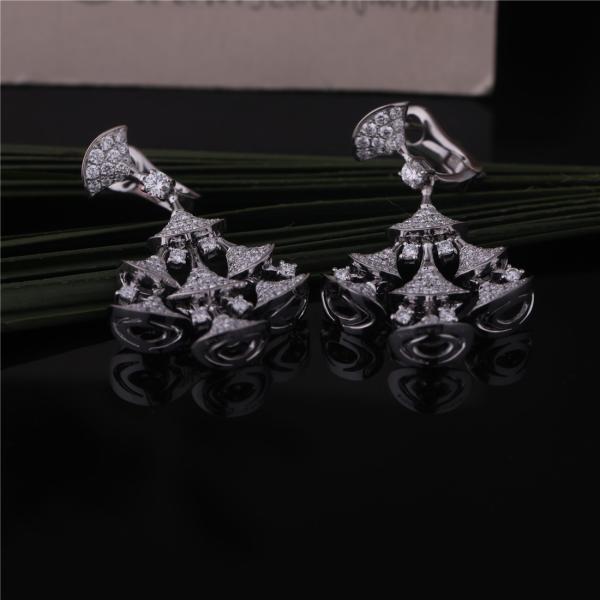 ДИВ ювелирных изделий Roma серьги МЕЧТЫ высоких в наборе белого золота 18K с 7 главными диамантами и полными диамантами pavé