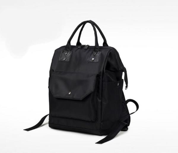 Luxury Black Polyester Kids Diaper Bag , Insulation Travel Baby Nappy Bags