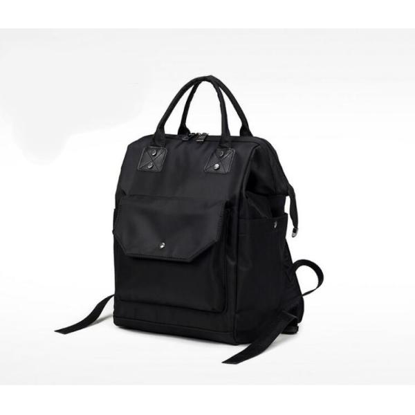 Luxury Black Polyester Kids Diaper Bag , Insulation Travel Baby Nappy Bags