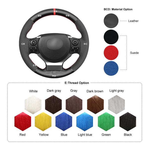 MEWANT Drop Ship For Lexus IS200t IS250 IS300 IS350 IS F-Sport Diy Carbon Suede Steering Wheel Cover Carbon For Lexus Red Line