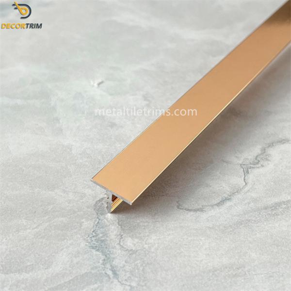 Aluminium Edging Profile T Shaped Transition Strip Rose Gold