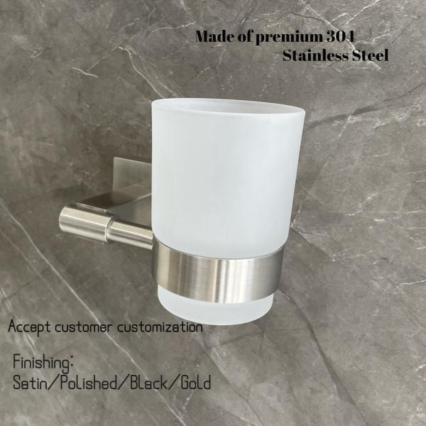 Крепкий держатель зубной щетки Bathroom гостиницы с чашкой матированного стекла