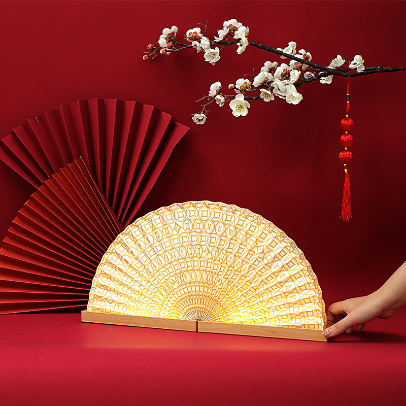 Portable PE Paper Bedside Lamp LED Light Waterproof Handcrafted Fan