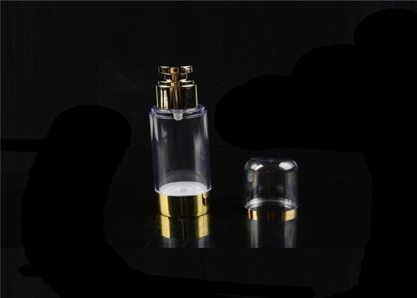 Garrafas cosméticas cosméticas mal ventiladas do curso da garrafa da bomba do ouro brilhante/20ml 30ml