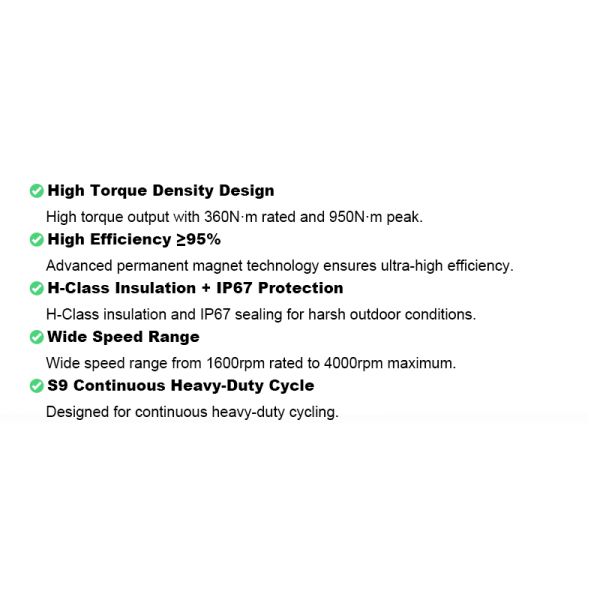 High-Torque 250kW (Peak) Traction Motor for Electric Dump Trucks & Construction Logistics