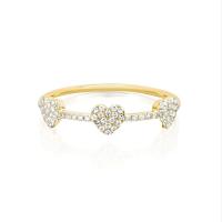 18K or plaqué 925 Sterling Silver 3 Micro Pave Ringe de cœur pour les femmes et élégant