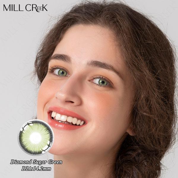 KSSEYE Yearly Green Contact Lens For Brown Eyes 0 Power 14.5mm