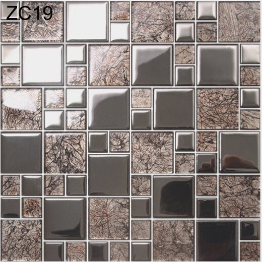 Stain-resistant and Decorative Bright Glass and Metal Wall Swimming Pool Mosaics For Renovation