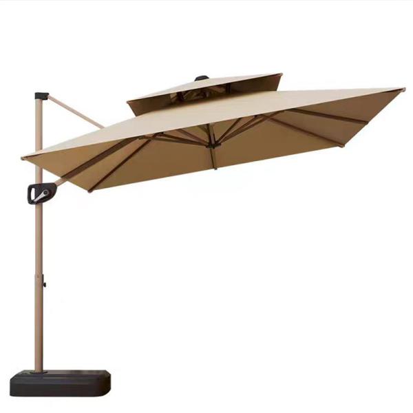 Outdoor Furniture Cushion Folded Cantilever Parasol with Metal Umbrella Carton Package Water-resistant Fabric and Modern Style