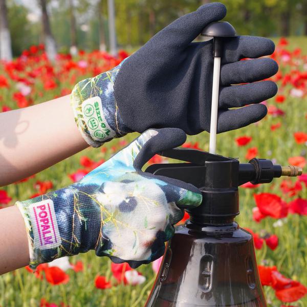 Guantes de jardinería de 15 calibre para mujeres Impresión animal Revestimiento de palma de látex Trabajo duradero transpirable