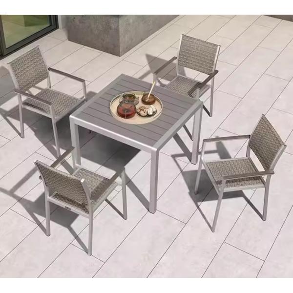 Aluminum Alloy PE Wicker Outdoor Dining Table Outdoor Dining Furniture