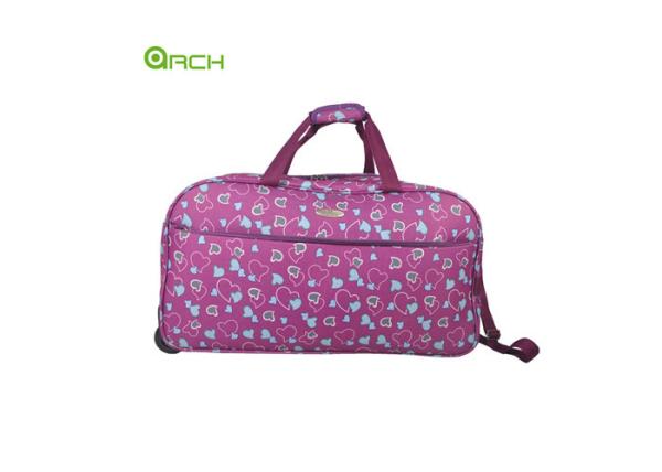 Rolling Luggage Bag Printing 600d Polyester Wheeled Duffle Bag with One Front Pocket