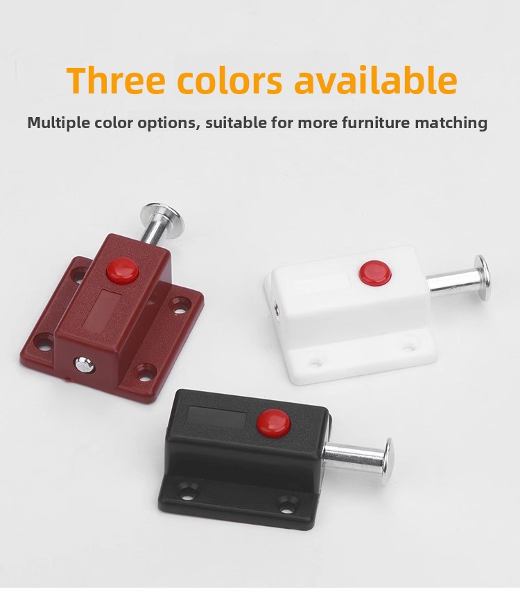 Automatic Modern Durable Button Latch Cabinet Surface-Mounted Plastic Bolt Lock Catch Furniture Hardware Pin Spring Latch