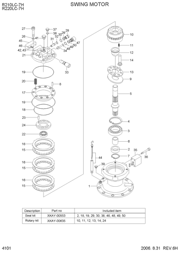 R210-7 Swing Drive Jmf151 31n6-10170 Motor R220lc-7 For Hyundai 31n6-10210