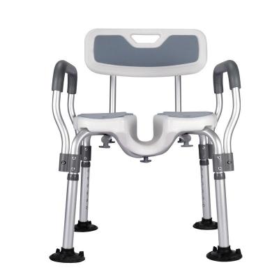Senior Friendly Bathroom Chair For Shower Adjustable Height Aluminium Bath Chair With Backrest