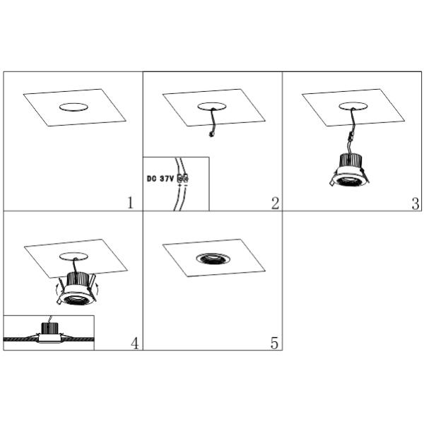 IP44 3W  Adjusatable Square 2 Inches Recessed Mini Size CITIZNE COB  LED Ceiling Spot  Llight