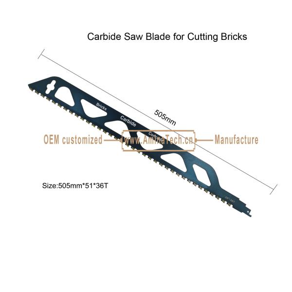 Carbide Saw Blade for Cutting Bricks  Size:505mmx51x36T,Reciprocating