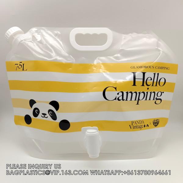 Wholesale Portable 5L 10L Water Bag With Dispenser Valve Stand Up Plastic Spout Pouch Camping Outdoor Water Bag