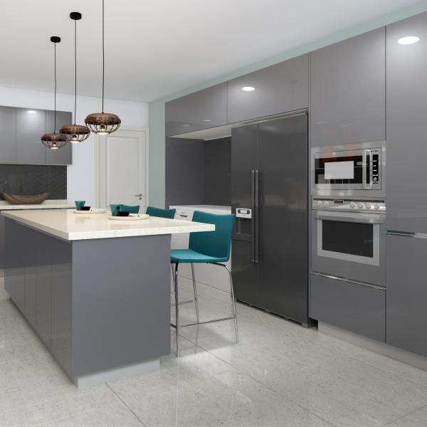 Armário de cozinha moderno com acabamento acrílico e estilo pendurado na parede