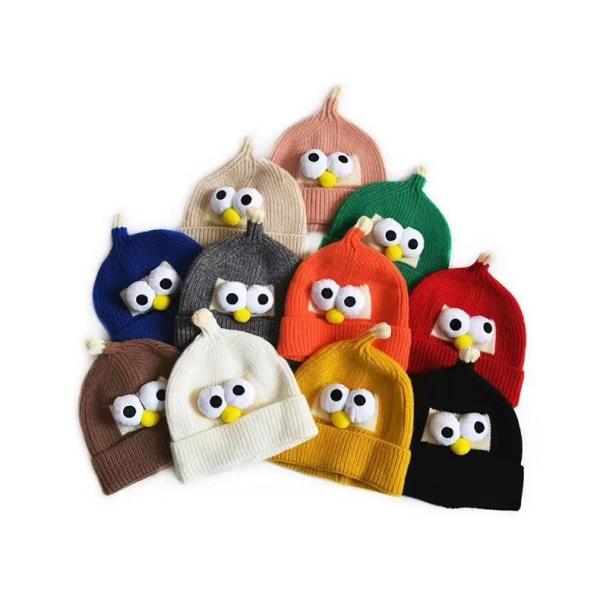 Unisex Winter Cartoon Wool Hat Cat Brother Knitting Eye Hat for Boys and Girls' Trend