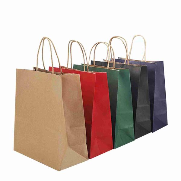 16x8x22 CMYK Plain Colorful Kraft Paper Shopping Bags White Gift Bags With Handles