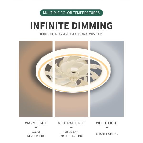 Modern and Simple Home Intelligent Remote Control Restaurant LED Round Acrylic ceiling Fan Light(WH-CLL-59)