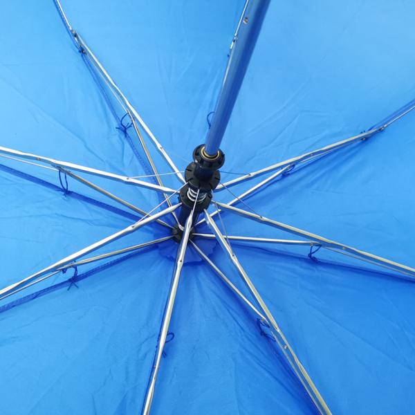 21 Inch Blue Automatic 2 Fold Umbrella Reflective Perimeter Tape Blue Handle