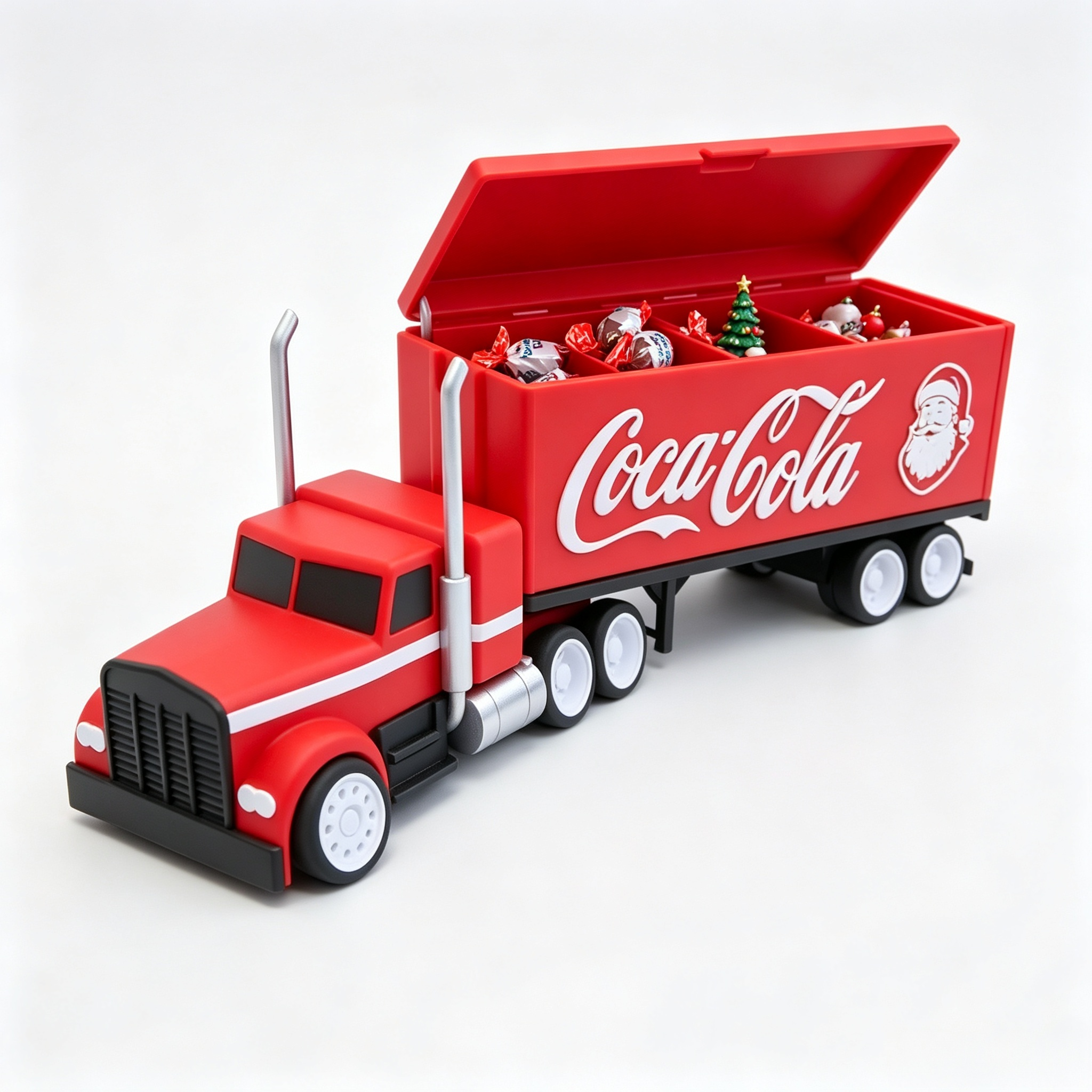 Classic Santa 3D Printed Holiday Decoration Semi Truck Figurine Candy Storage Ornament