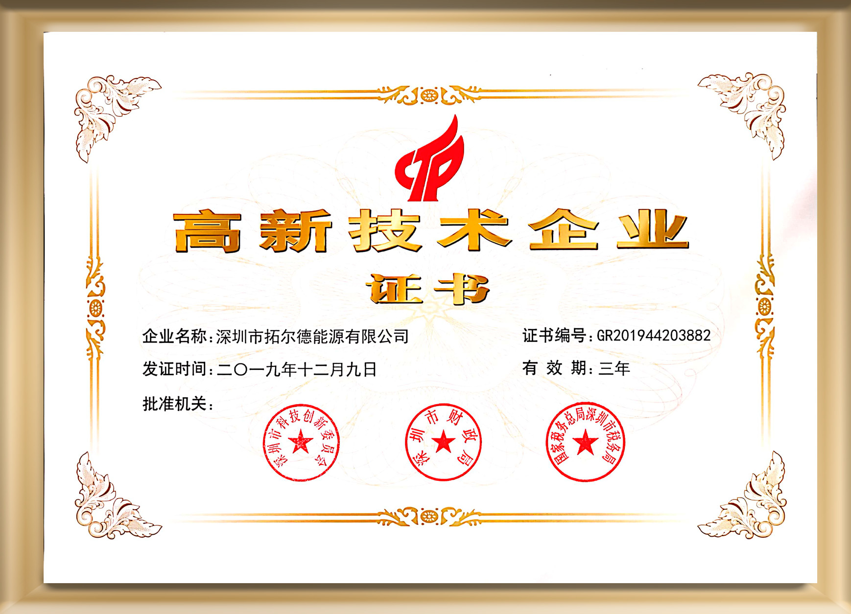 Shenzhen Tuorde Energy Co., Ltd Сертификации