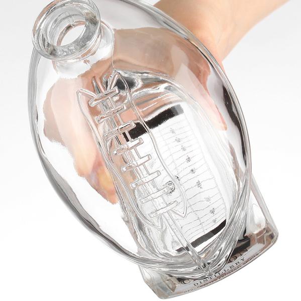 Botella de vodka em forma de esfera de vidro transparente de 375 ml com cortiça e estampagem a quente
