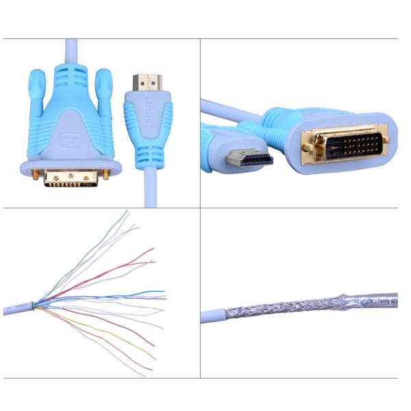 Twisted Pair Male To Male DVI Cable Environment Friendly With Double Ferrite
