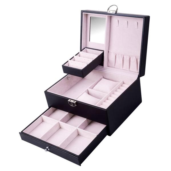 Conjunto de joyas cuadradas caja de regalo mini caja para mujeres chicas moda sólida de lujo portátil PU de cuero de PVC cartón