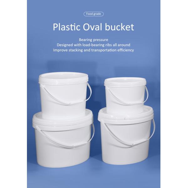 White Oval Paint Bucket With Handle And Lid For Print
