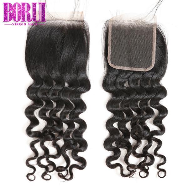 HD Brazilian Human Hair Lace Closure Loose Wave Environmentally Friendly
