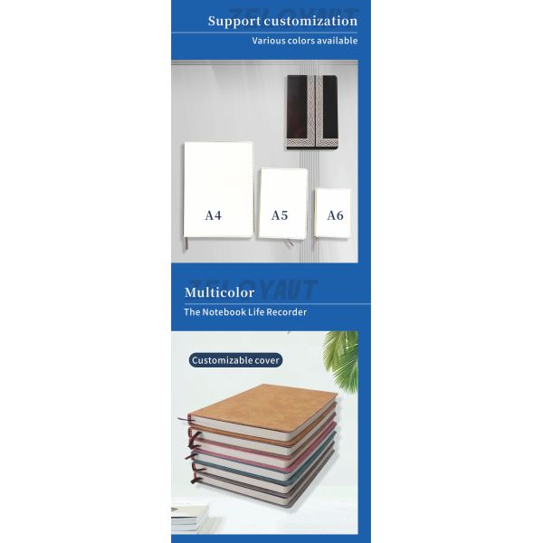 Wholesale Sublimation Notebook Blanks with PU Covers A4/A5/A6 with Pads Personalize Custom logo for School Office Supply