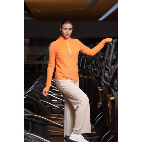 Quarter Zip Long Sleeve Tops With Mock Neck Striped Pattern