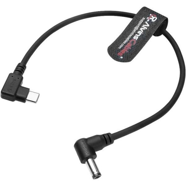 Câble d'alimentation CC vers USB-C à angle droit Alvin's Cables, câble de charge PD pour Blackmagic Video Assist Monitor, 30 cm/11,8 pouces