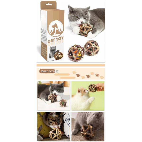 Silvervine Cat Toy for Self Play and Teeth Cleaning Made from Natural Polygonum Arboreum