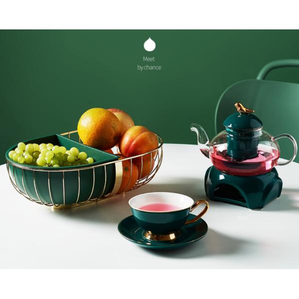 Double Partition Electroplating Steel Fruit Basket Fall Resistant