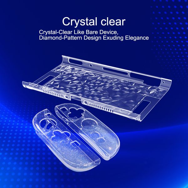 Sparkling TPU Controller Cases with Diamond Pattern PC Middle Frame Cover - Anti-Slip Grip & Shockproof Hard Shell Set for Nintendo Switch 2