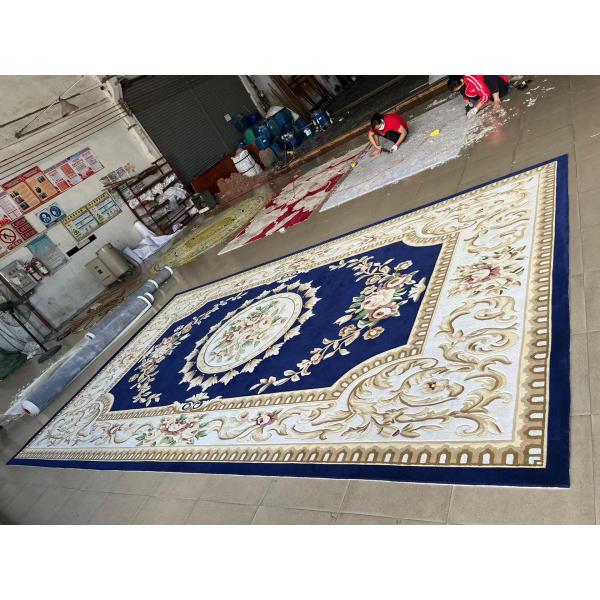 Handmade Turkish Silk Marine Carpet with Customized Trellis Pattern and Craftsmanship
