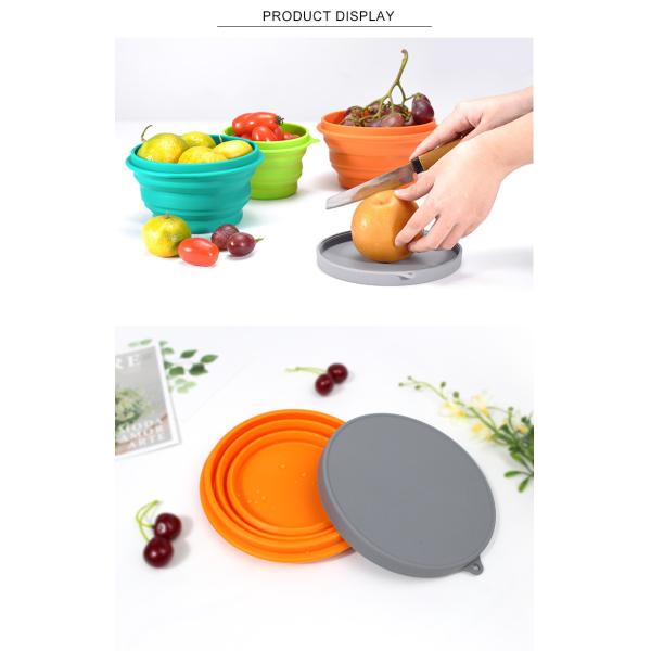 1000ml Food Storage Portable Collapsible Travel Foldable Silicone Bowl With Custom Logo