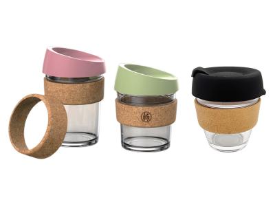 Vidro e Cork Coffee Cup feitos sob encomenda reusáveis de Cork Band Brew Cork Sleeve