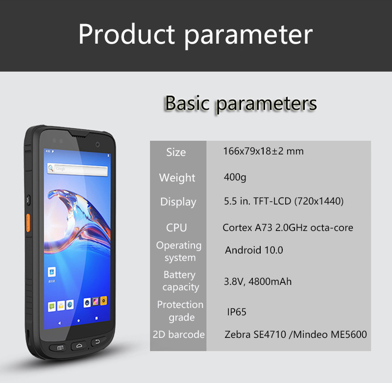 Приборы терминала 16G PDA цифров данным по IP65 NFC Handheld делают водостойким