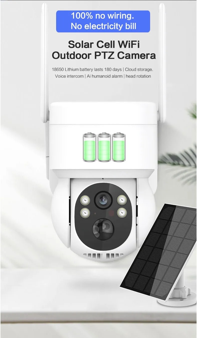 Наблюдение на открытом воздухе водоустойчивое IP68 камеры слежения 4G CCTV 3MP солнечное видео-