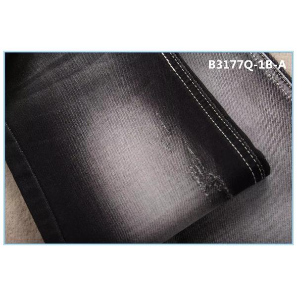 9.3oz Double Layer Stretch Denim Fabric For Jeans Like Knit Mercerizing Finish Sulfur Black