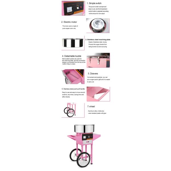 304 stainless steel automatic fancy cotton candy machine professional cotton candy floss making maker with Cart