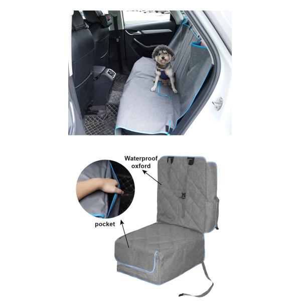 Luxury Pet Bed Foldable Grey Front Dog Car Seat Travel