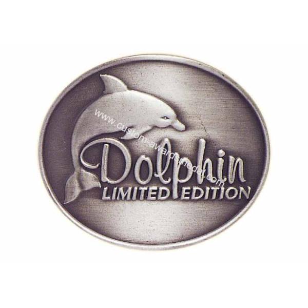 Customized Antique Silver Plating Curved Dolphin Badge, Pewter Souvenir Badges for Mug