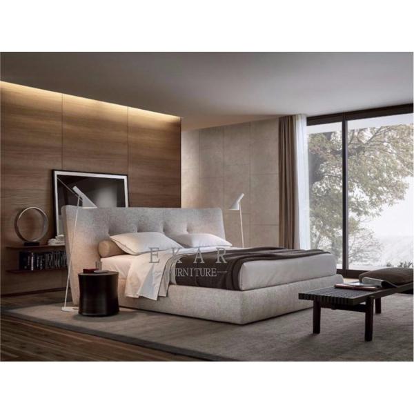 Italian Designer Modern Bedroom Furniture Fabric Headboard King Size Bed